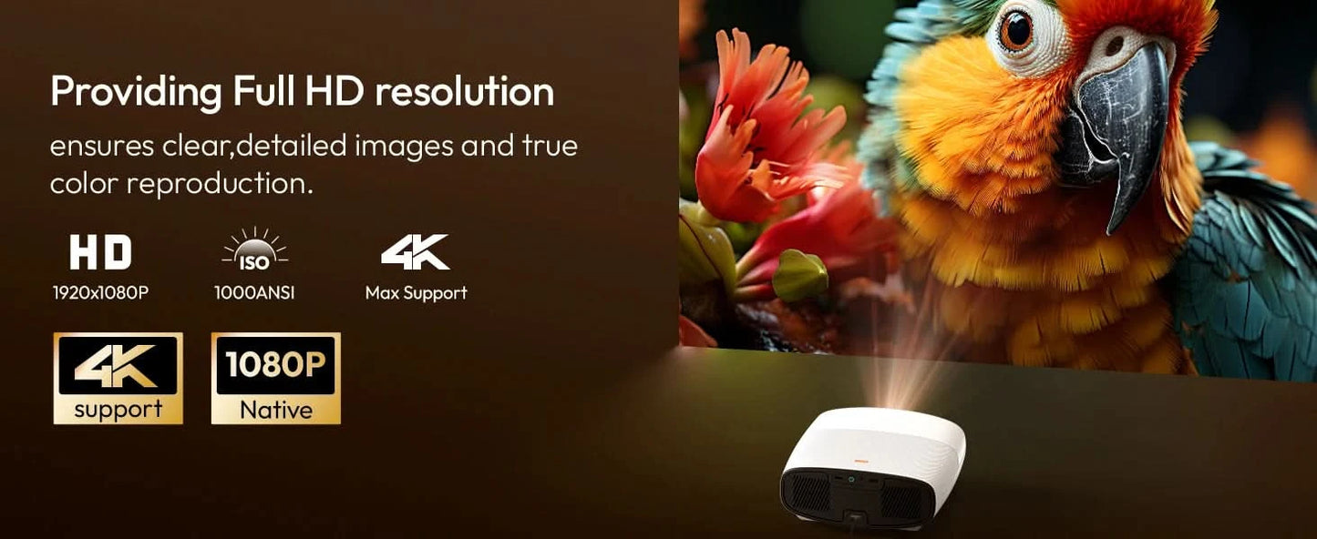 VEVSHAO Full HD Beamer A22 4K Video Smart TV für Zuhause WIFI 1080P 1000 Lumen Projektoren Medien Video Player Smart Beamer