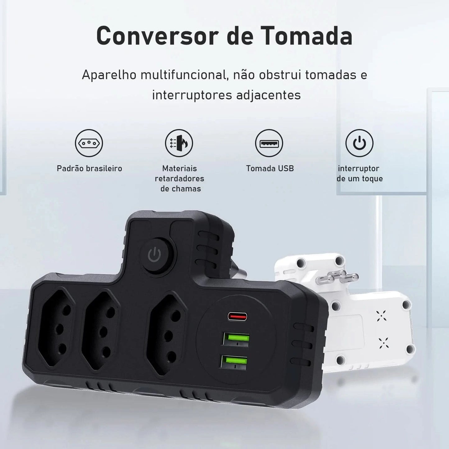 Mehrfachsteckdose, Steckdosenleiste, USB-Steckdose, Steckdosenleiste mit Filter, Steckdosenleiste, Verlängerungskabel, 110-220V, 10A