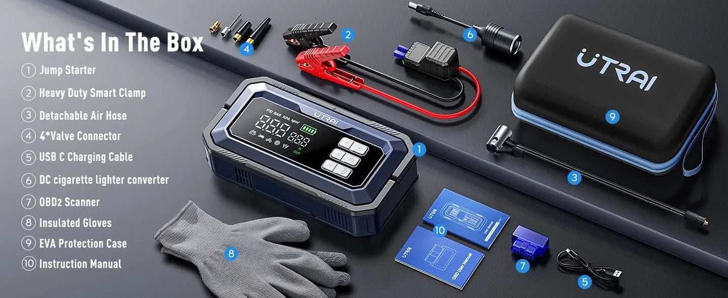 UTRAI Jump Starter 2000A/2500A/4000A/6000A Power Bank Portable Charger Car Booster 12V Auto Starting Device Emergency Car Batter