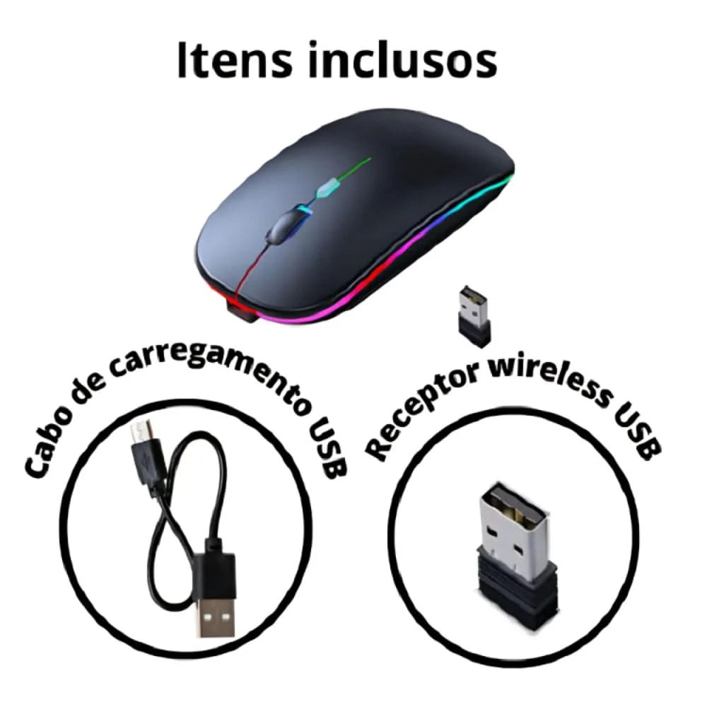 Kabellose Maus mit wiederaufladbarem Akku, 2,4 GHz, RGB-LED, Home Office