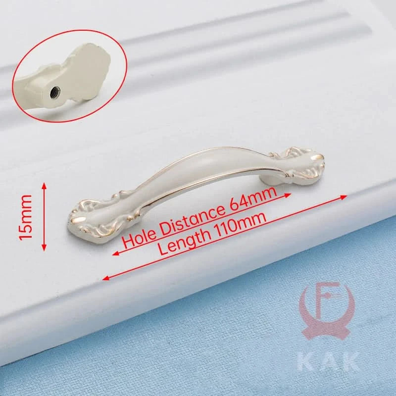 KAK Zinc Aolly Ivory White Cabinet Handles Kitchen Cupboard Door Pulls Drawer Knobs European Fashion Furniture Handle Hardware