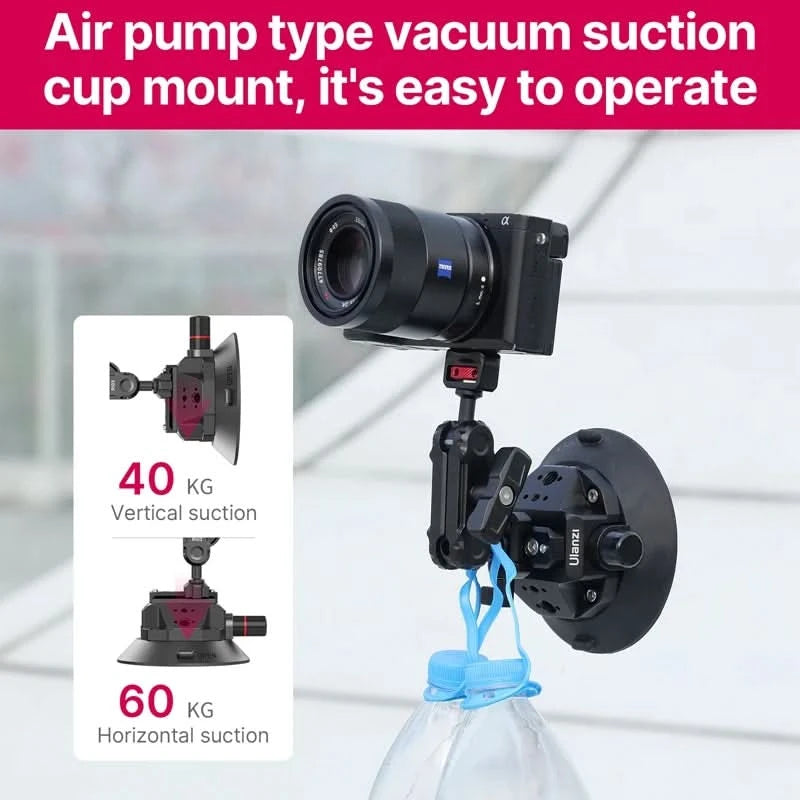 Ulanzi Auto-Handy-Action-Kamerahalter Handpumpe 360° Saugnapf verstellbar professionell für GoPro für Insta360 für DJI Action