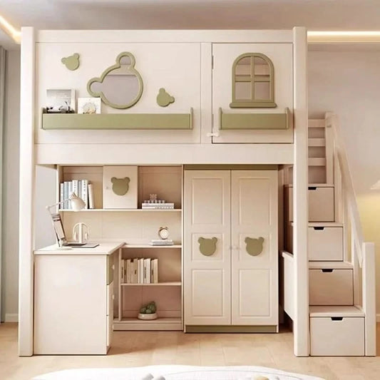 Solid wood upper and lower high and low bunk beds Double bed 2 people bunk beds for kids bed with mattress bedroom furniture