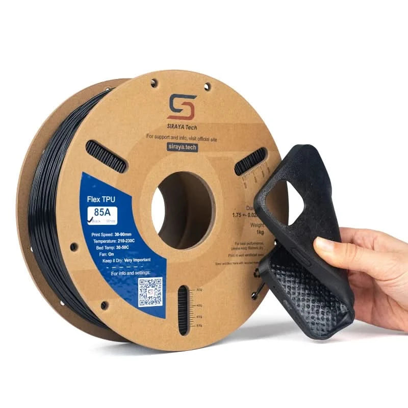 Siraya Tech Flex TPU Filament: 85A Shore, ISO 10993 zertifiziert, hohe Flexibilität und Zähigkeit, feuchtigkeitsbeständig, leicht zu drucken 1KG