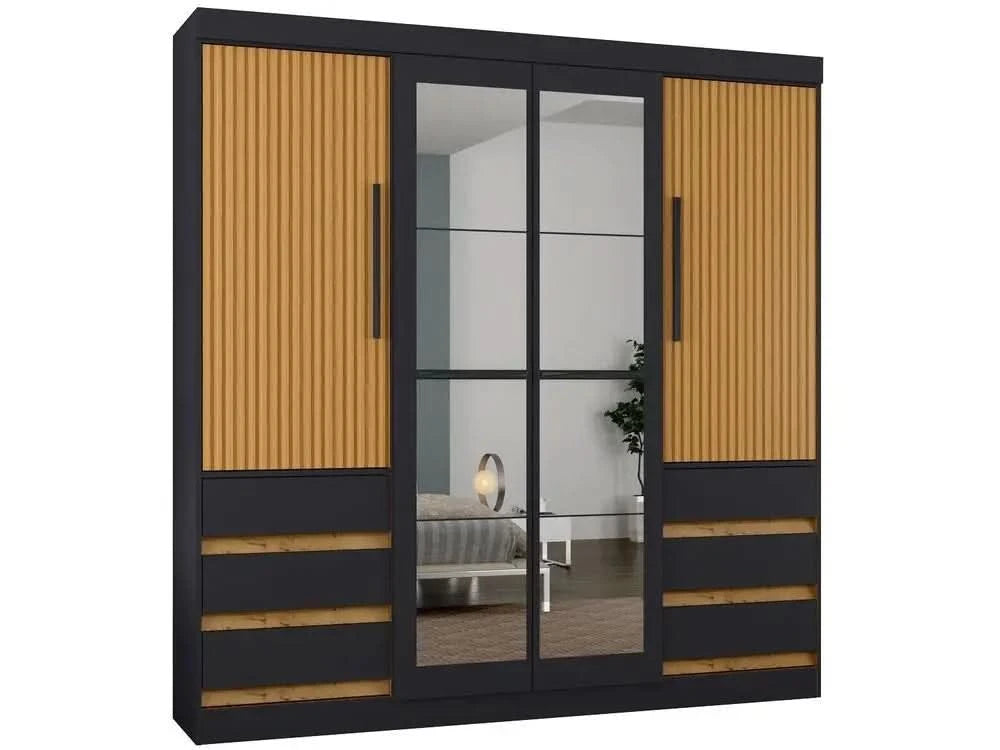 Wardrobe Couple with Mirror 4 Doors 6 Drawers Araplac Sofia