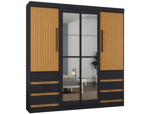 Wardrobe Couple with Mirror 4 Doors 6 Drawers Araplac Sofia