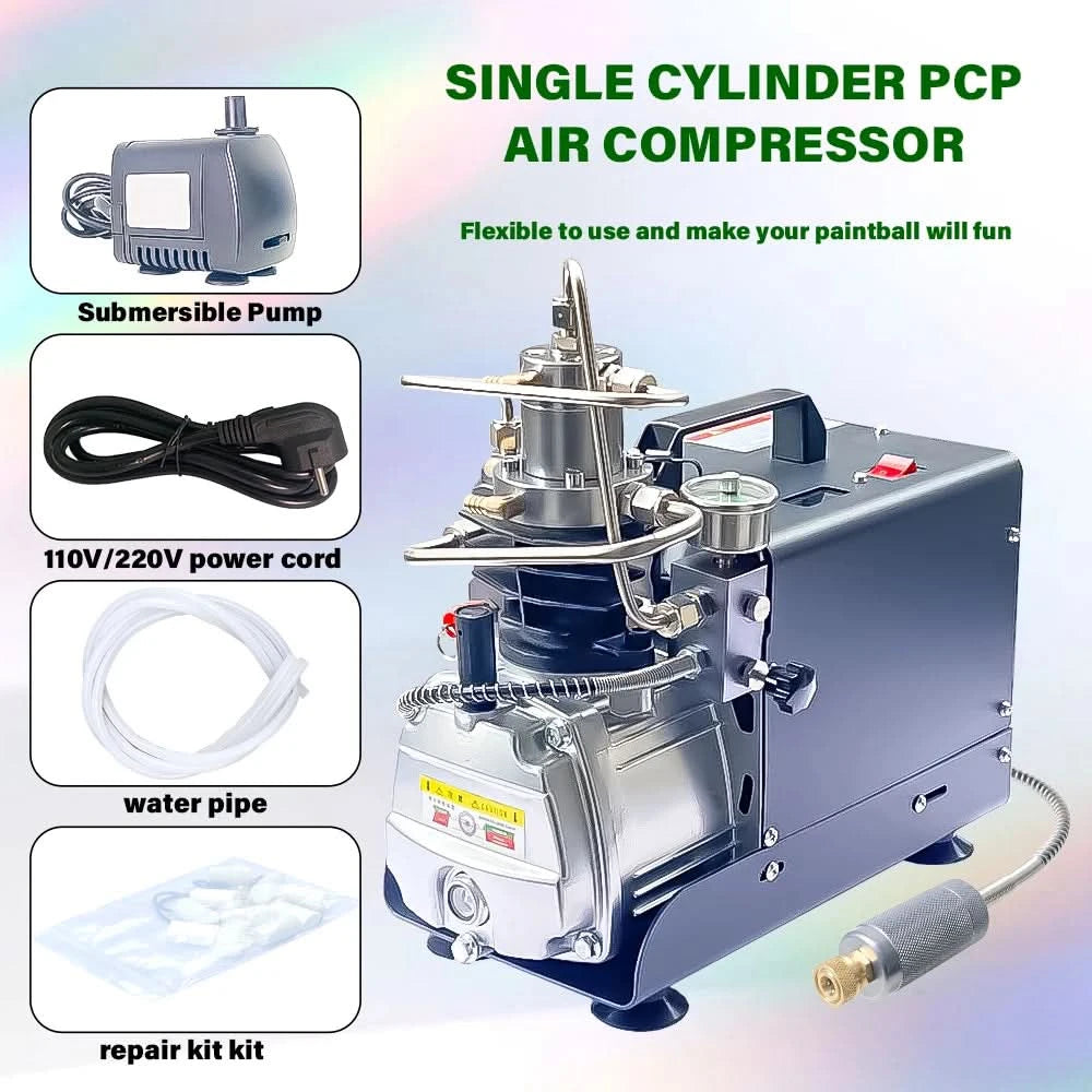 NUOGE AUTO-STOP 4500Psi 300Bar PCP Luftkompressor Elektrischer Hochdruckkompressor zum Befüllen von Tauchflaschen