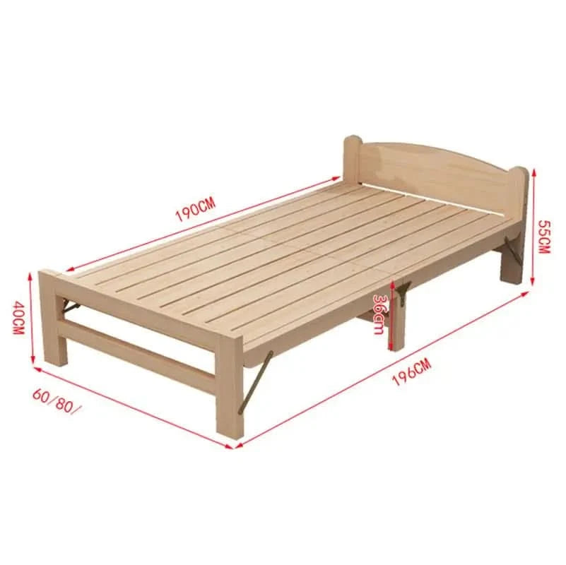 Folded bed, single bed rental room, solid wood bed, hard board bed, small bed, does not take up much space, bed