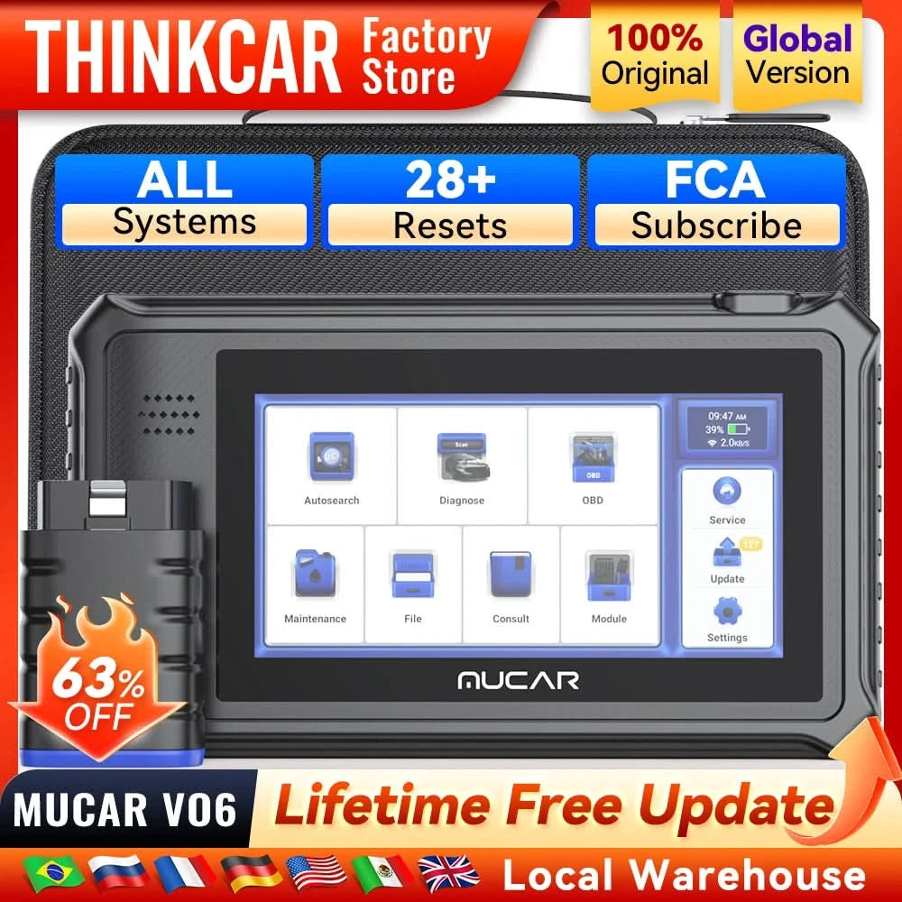 MUCAR VO6 Best Professional Car Diagnostic Tools Full System Automotive Obd2 Scanner OBD Auto Diagnosis 28 Resets Lifetime Free