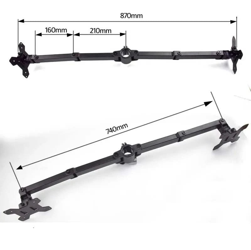D-MOUNT MS02 9.9kg pro Kopf voll bewegliche 360° drehbare Halterung für zwei 10"-27" Monitore, Tischhalterung, langer Arm mit Klemme und Kabeldurchführung