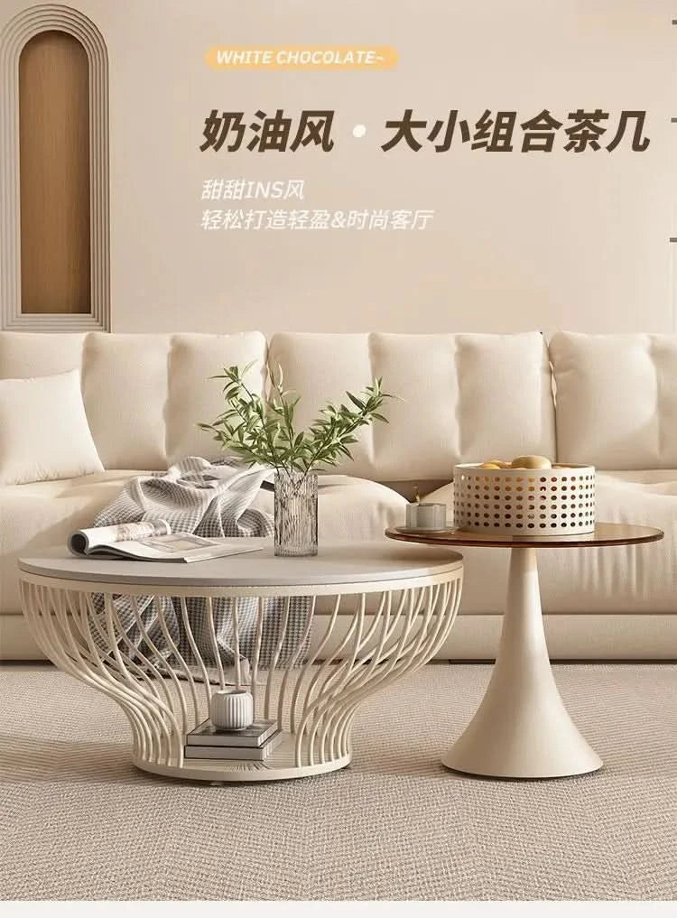 French Glass Top Coffee Table Round Glamour Modern Aesthetic Coffee Table Beauty Nordic Mesa De Centro Living Room Furniture