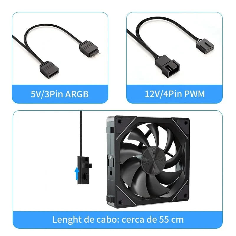 Teucer JM-5 PC Argb Light CD Texture 12cm 3in1 PWM Fan Case No Noise 800-2000rpm Water Cooling Radator Fan