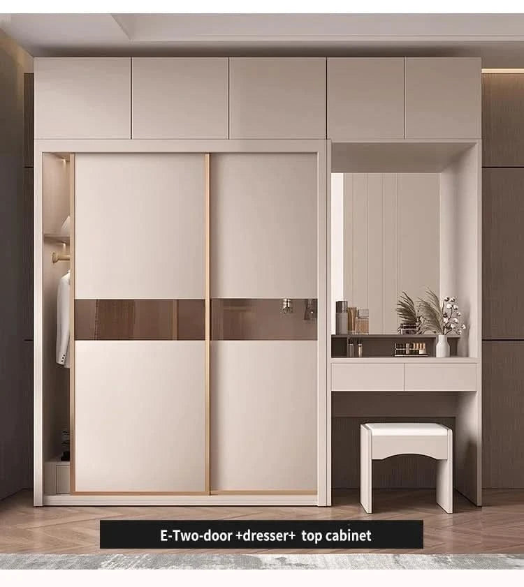 SchiebetürenschrankNordisches modernes Heim-Möbel Schlafzimmer Schreibtisch Kommode in einer Kombination Leichter Luxus-Eckkleiderschrank Möbel