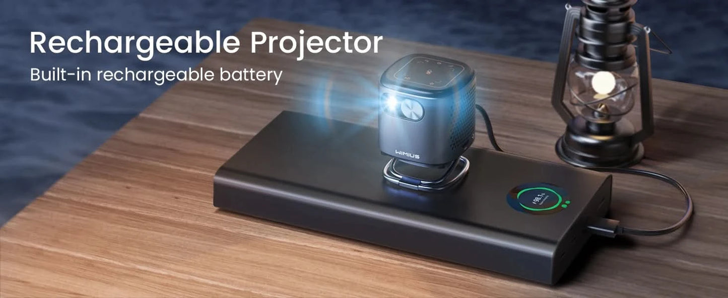 Wimius DLP Mini projector 1080P HD Supported 400ANSI Android TV WIFI Bluetooth Outdoor Portable Pocket Projector with Battery