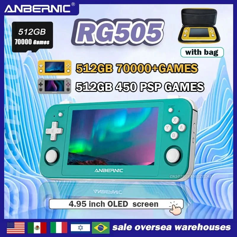 80000Games 512G POWKIDDY X55 5.5INCH IPS Screen RK3566 Handheld Game Console Linux Open-Source Retro Console HD Gifts