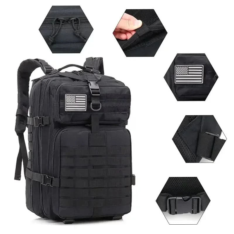 45L taktische Rucksäcke für die Jagd, Outdoor, Reisen, Trekking, Taschen, Outdoor 3P Schulrucksack, EDC Molle Rucksack für Wanderungen