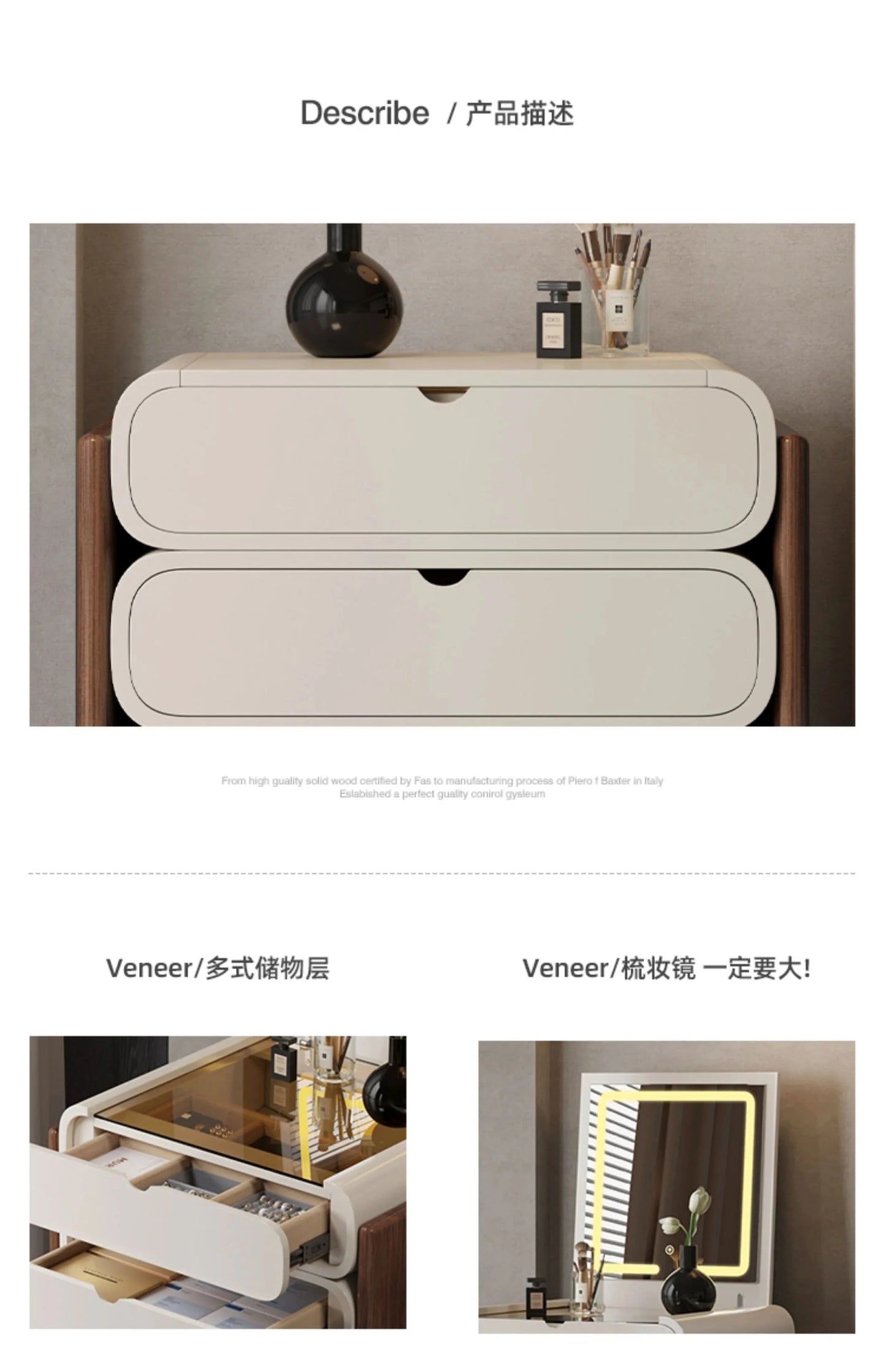 Dressing Table Bedroom Minimalist Design New Mini Bedside Table Storage Elegant Stylish Coiffeuse Maquillage Meuble Furniture