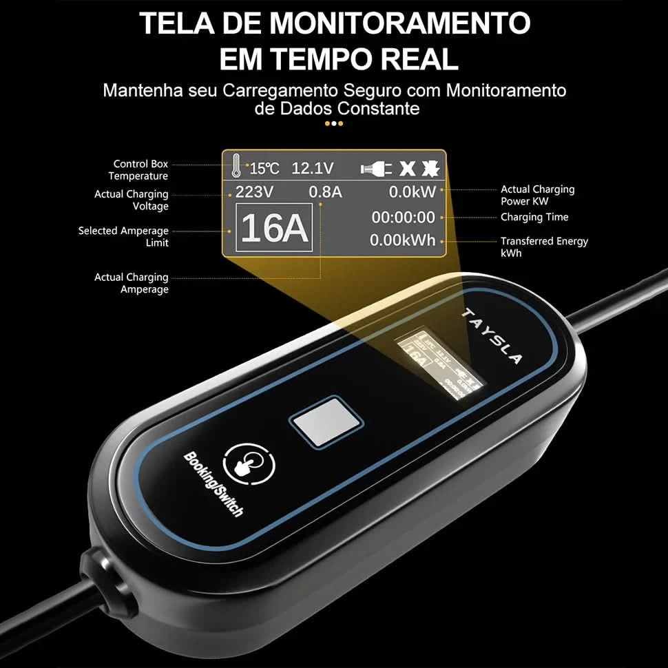 TAYSLA Type 2 Portable Electric Vehicle Charger 3.5KW Brazilian Electric Vehicle Charging Cable Plug