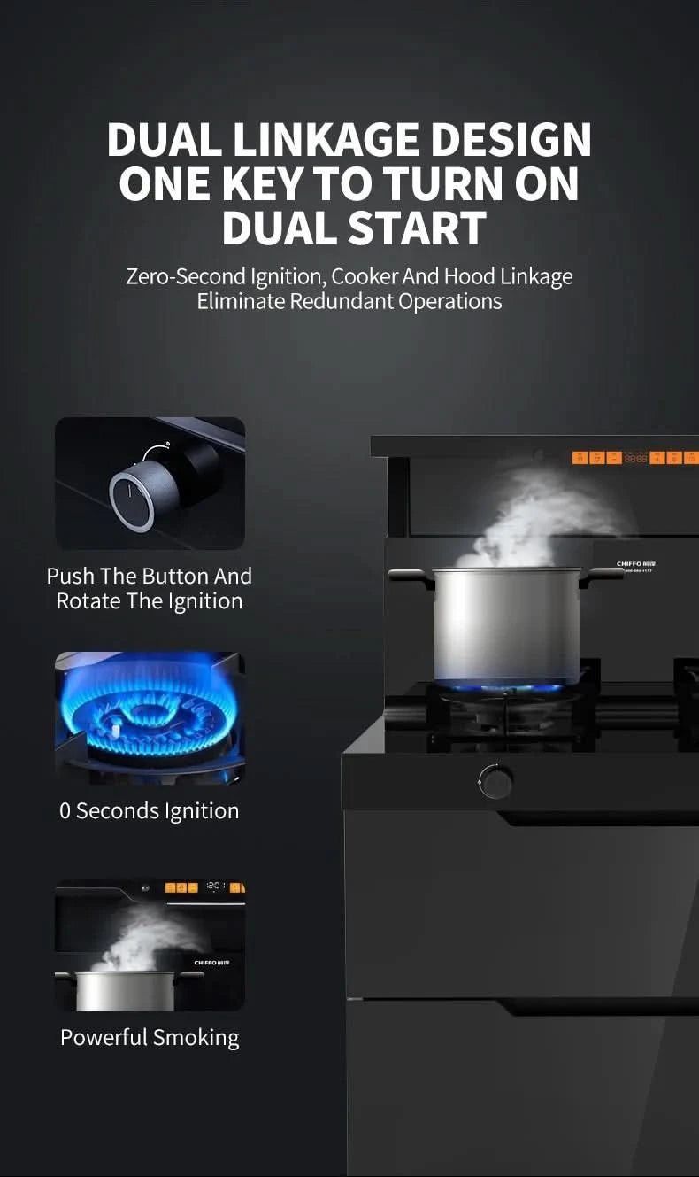 Hot Selling 3-in-1 Smart Home Integrated Stove Glass Cooker With Smoke Extractor Cleaning Cabinet For Gas/Electric Household Use