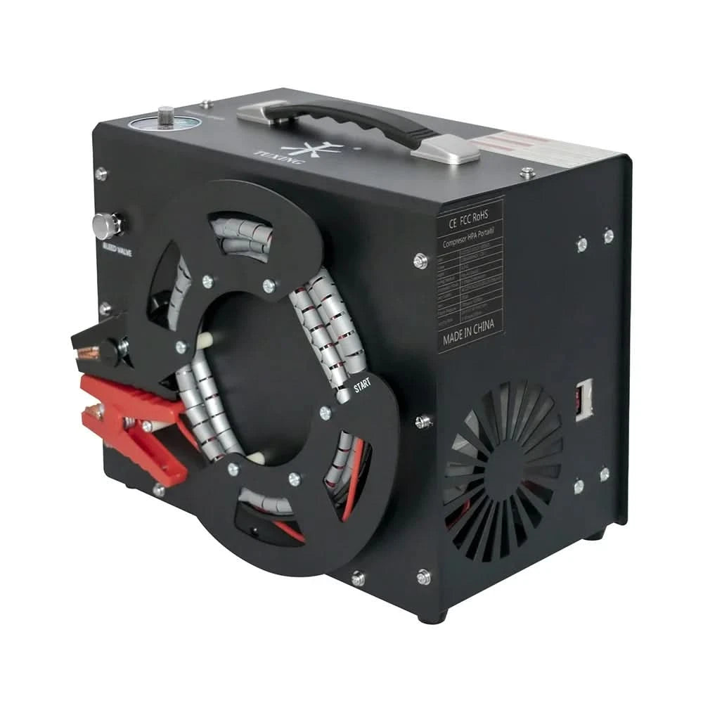 TUXING 300Bar 4500Psi PCP Luftkompressor Hochdruckkompressor mit integriertem 12V tragbaren Netzteil Lüfter Auto-Stopp TXES062