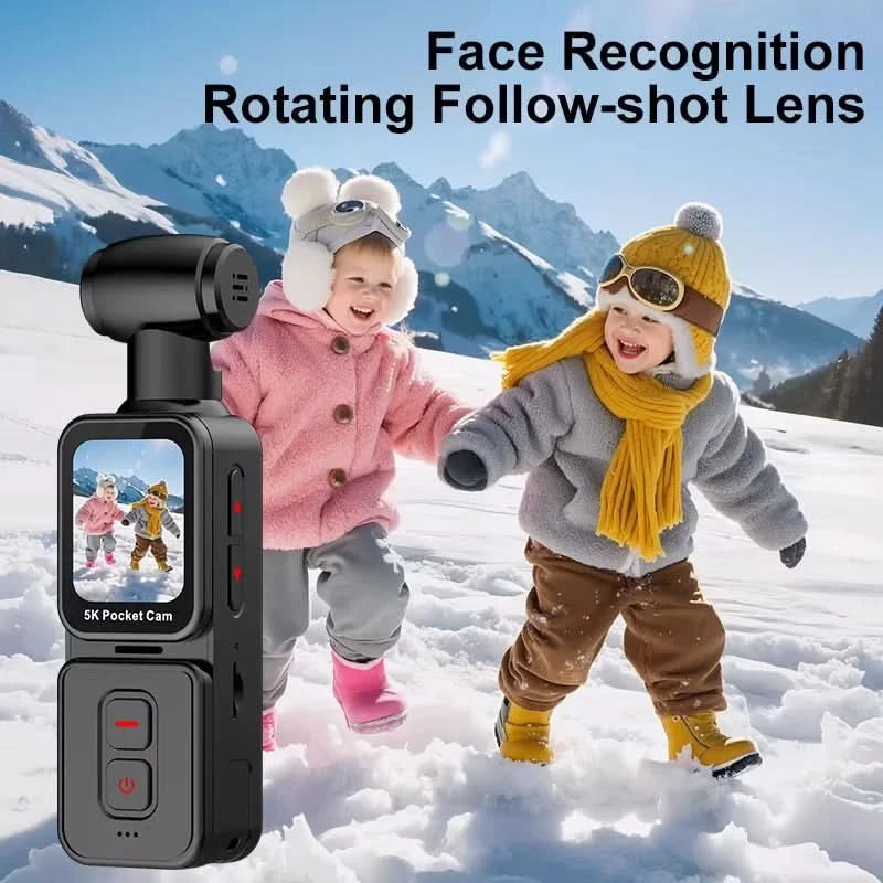 K28 5K Ultra Clear Handheld Action-Kamera 1,69 Zoll Gesichtserkennung Automatische 270°-drehbare Linse Verfolgungsaufnahmen Sport-Daumenkamera