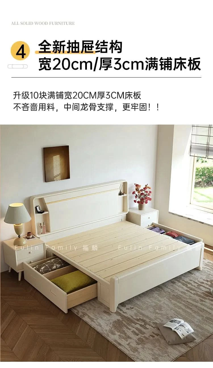 Bedside Table White Double Bed Wooden Bedding Teen Girls Queen Size Double Bed Frame High Clearance Hotel Bedroom Furnitures
