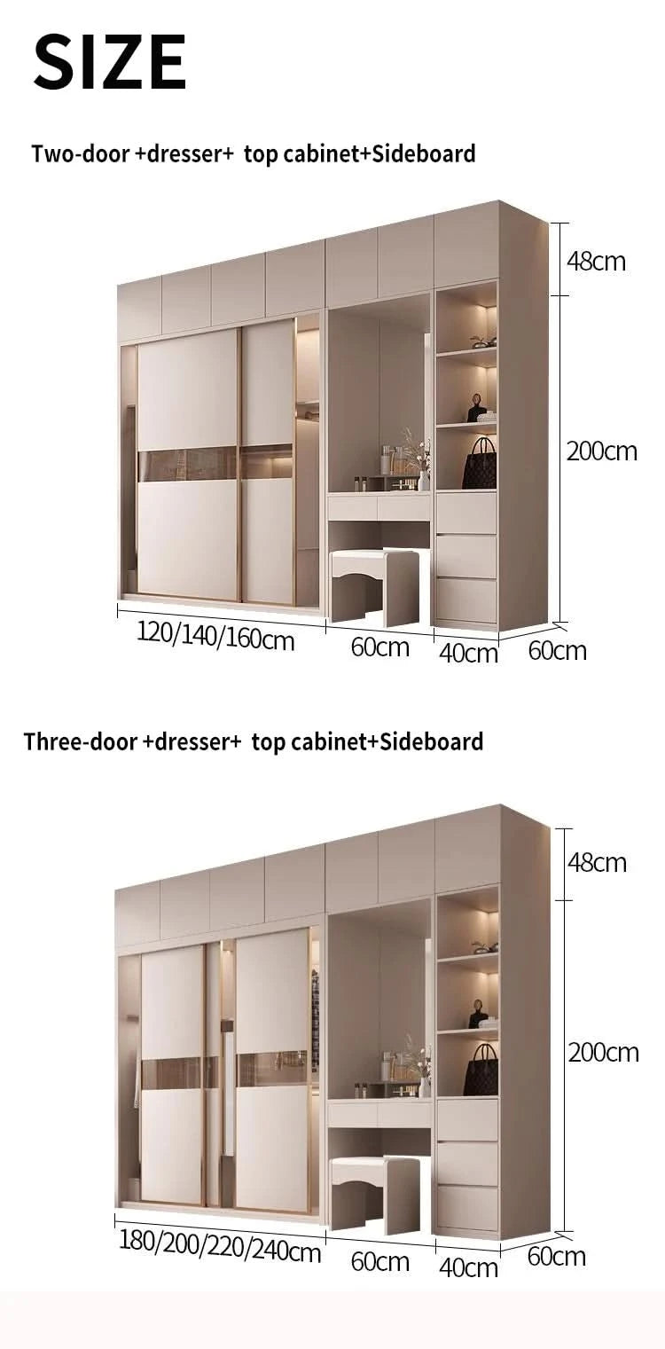 SchiebetürenschrankNordisches modernes Heim-Möbel Schlafzimmer Schreibtisch Kommode in einer Kombination Leichter Luxus-Eckkleiderschrank Möbel