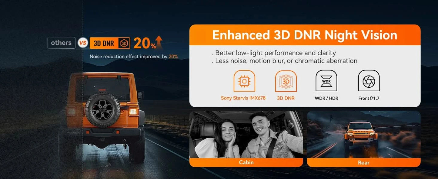 WOLFBOX X5 3-Kanal 4K Dashcam STARVIS 2 IMX678 4K+2.5K Dreifach-Auto-Kamera für vorne, hinten und innen 5.8GHz WiFi Spiegel-Auto-DVR