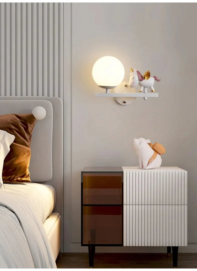Children's Room Bedside Wall Lamp Girl Boy Wall Art Sconce Creative Cartoon Eye Protection Led Home Decoration Salon Home