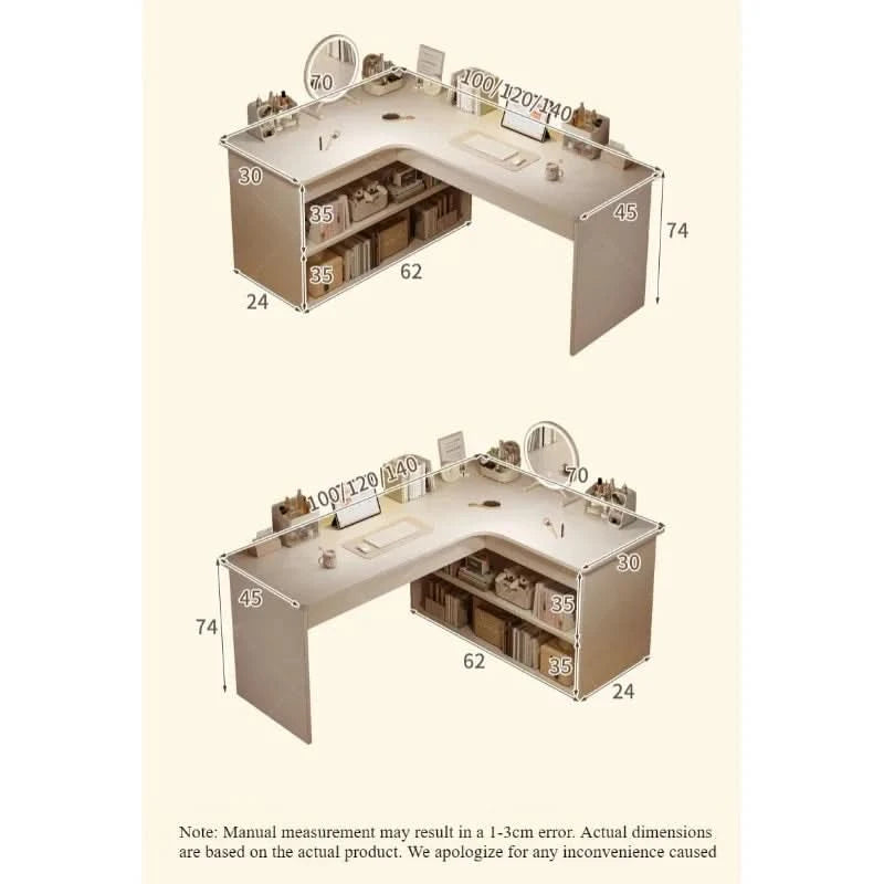 Computer desk Desktop Home bedroom Bookshelf Integrated student learning to write Corner Multifunctional office desk