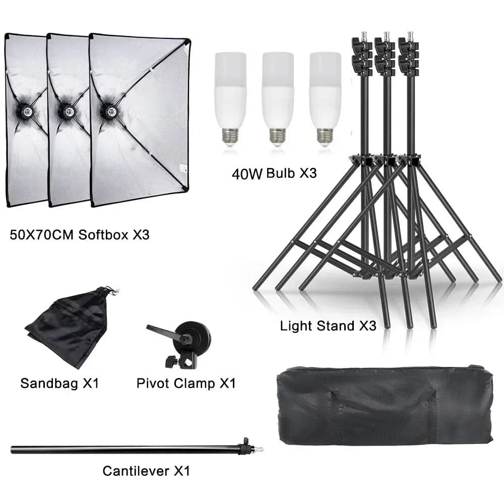 Studio-Kit Foto Softbox Lichtbox Beleuchtung Einzelne Led-Lampe mit Stativ Fotografie Shooting Soft Box Blitz E27 Zubehör