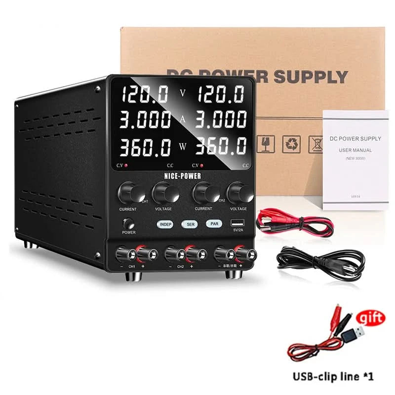NICE-POWER 30V 10A Zweikanal-DC-Labornetzteil 60V 120V 240V Doppel-Tischnetzteil mit positiver und negativer Spannungsausgabe