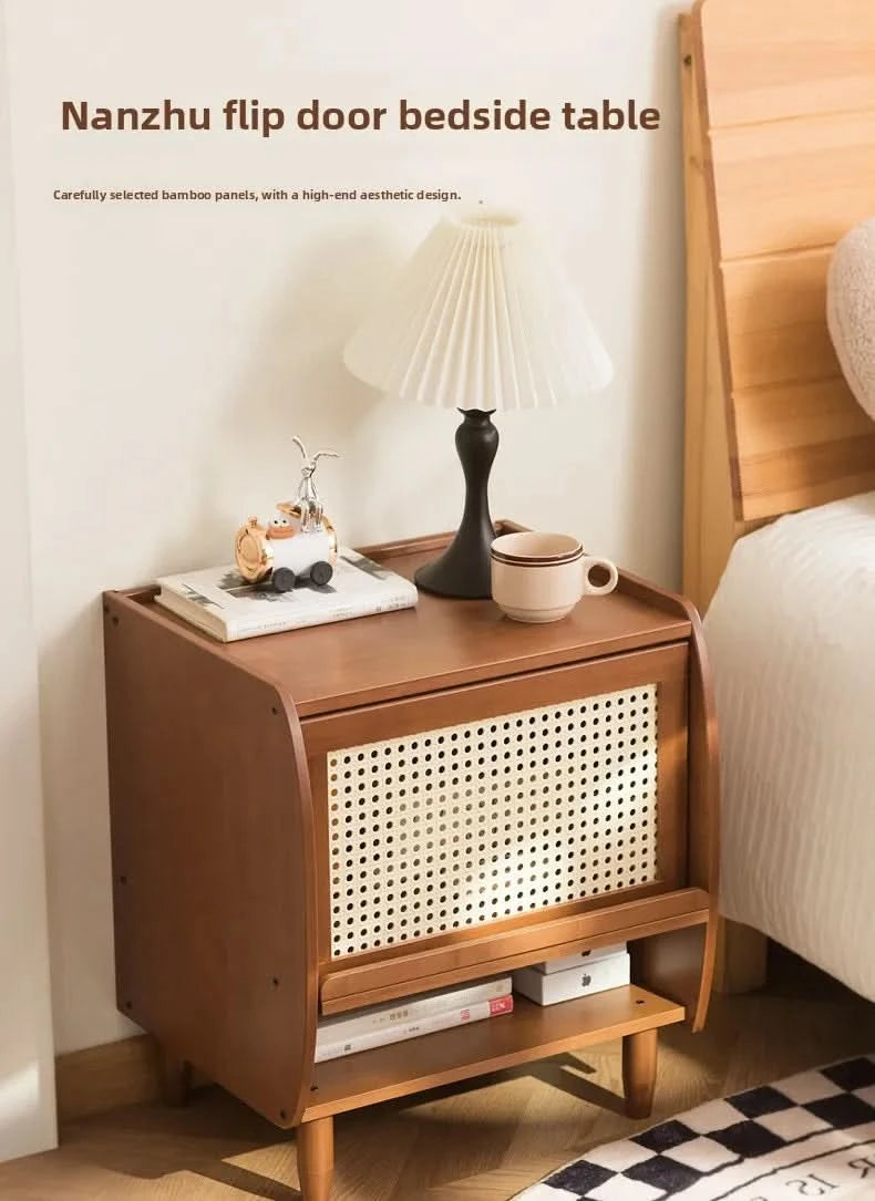 Minimally modern bamboo bedroom bedside table, living room small cabinet, small storage cabinet, household storage cabinet