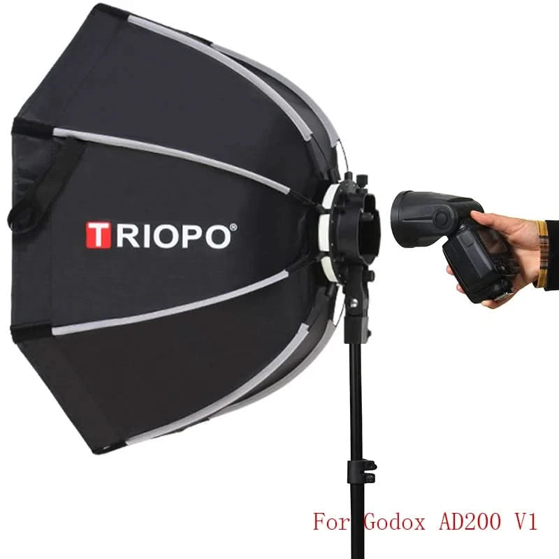 TRIOPO Softbox KX55CM KX 65CM 90CM Octagon Schirm-Leuchtbox für Godox AD200 V1 Speedlite Blitzlicht Fotostudio
