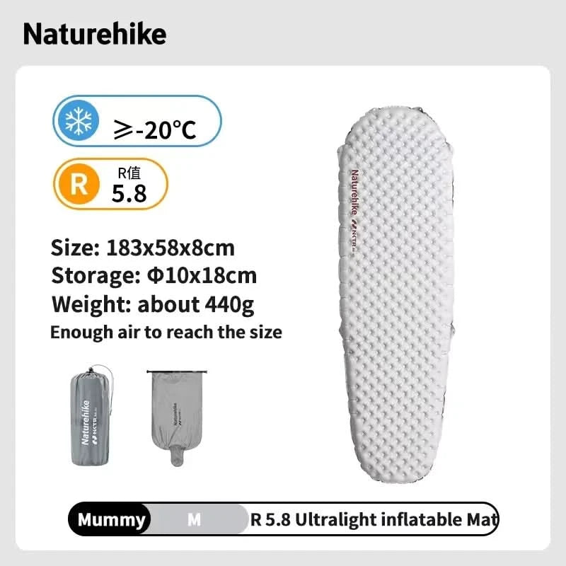 Naturehike Inflatable Mattress R 5.8 Outdoor Portable Foldable Tent Sleeping Single Pad Ultralight Hiking Travel Camping Mat