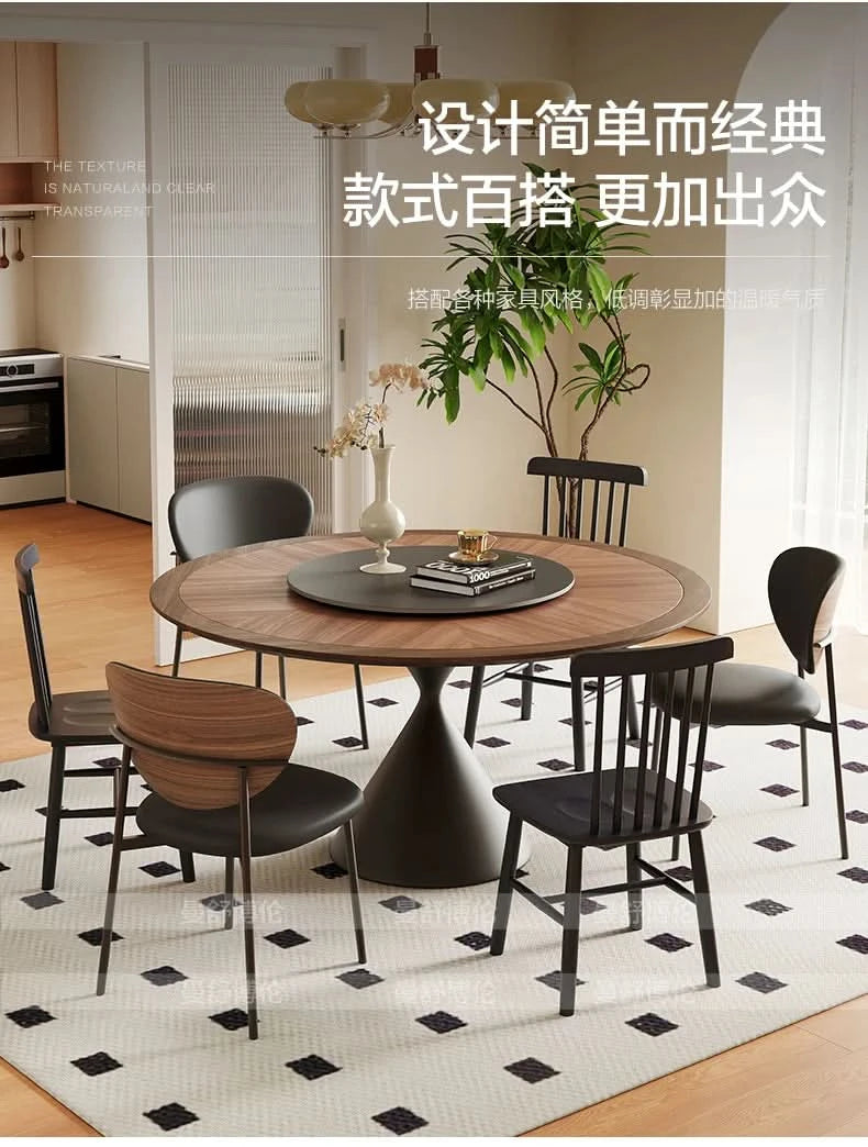 6 People Turntable Dining Table Vintage Legs Metal Design Round Coffee Table House Breakfast Juegos De Comedor Furnitures