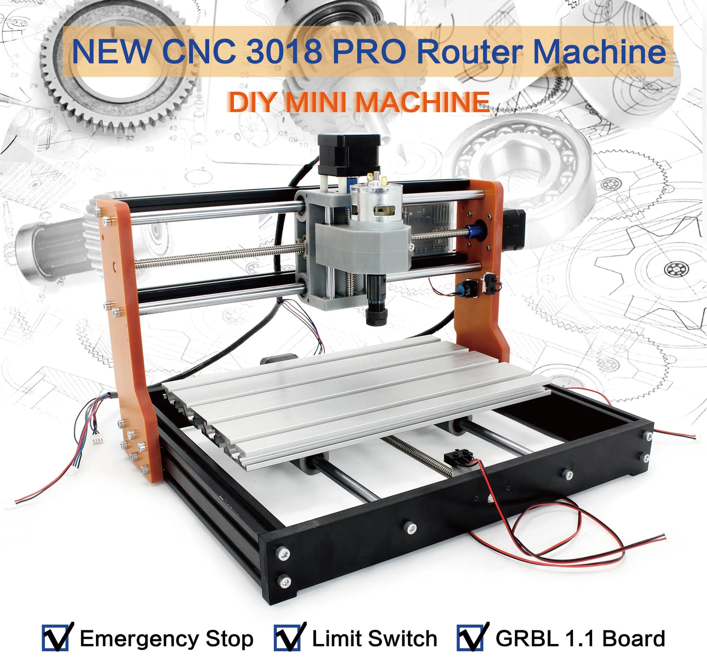 3018 Pro 3 Axis CNC GRBL Control DIY Mini Laser engraving Router Machine With E-stop + Off-line Controller