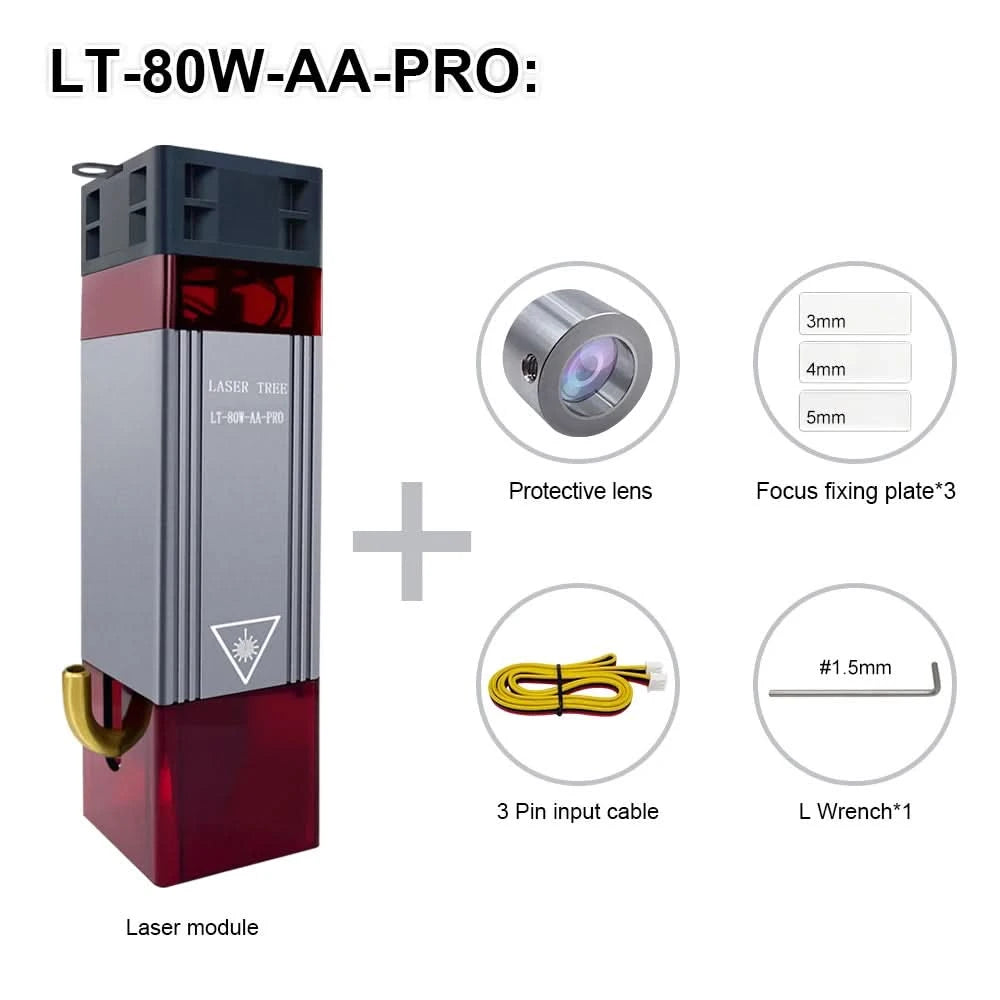 LASER TREE Laser Module 4W 5W 10W Optical Power with Air Assist Laser Head 450nm TTL Blue Light Engraver Cutting Wood DIY Tools