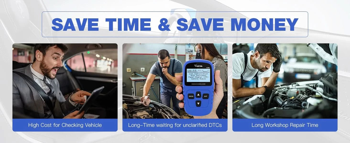 VDIAGTOOL VD10 OBD2 Diagnosegerät KFZ-Scanner mit I/M-Bereitschaftscodes, Motorprüffunktion, lebenslange kostenlose Updates