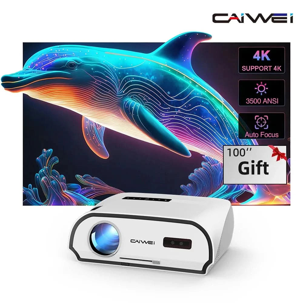 CAIWEI A10R Projektor 4K Android für Zuhause Full HD 1080P Autofokus Wifi 6 3500 ANSI Smart TV Tragbarer Beam-Projektor in Brasilien