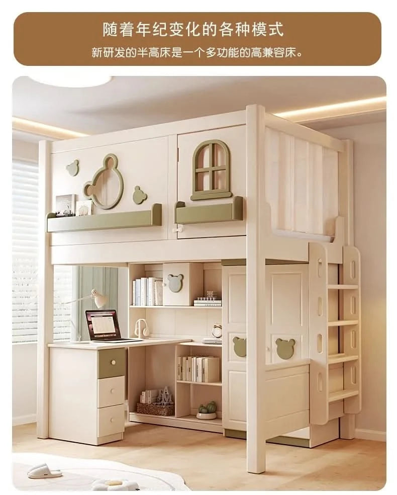 Solid wood upper and lower high and low bunk beds Double bed 2 people bunk beds for kids bed with mattress bedroom furniture