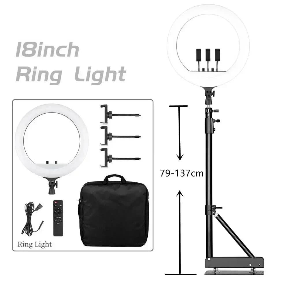 SH 45cm 18 Zoll Ringlicht mit Stativ USB-Lade-Selfie-LED-Lampe Dimmbares Fotolicht für Fotografie Studio