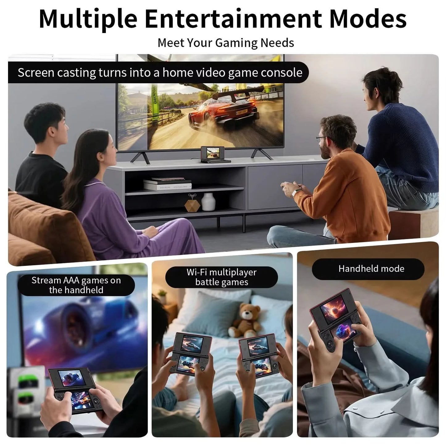 ANBERNIC RG DS Handheld-Spielekonsole 4" IPS Multi-Touchscreen Android RK3568 64-Bit 4000mAh Dual-Screen Flip-Videospieler
