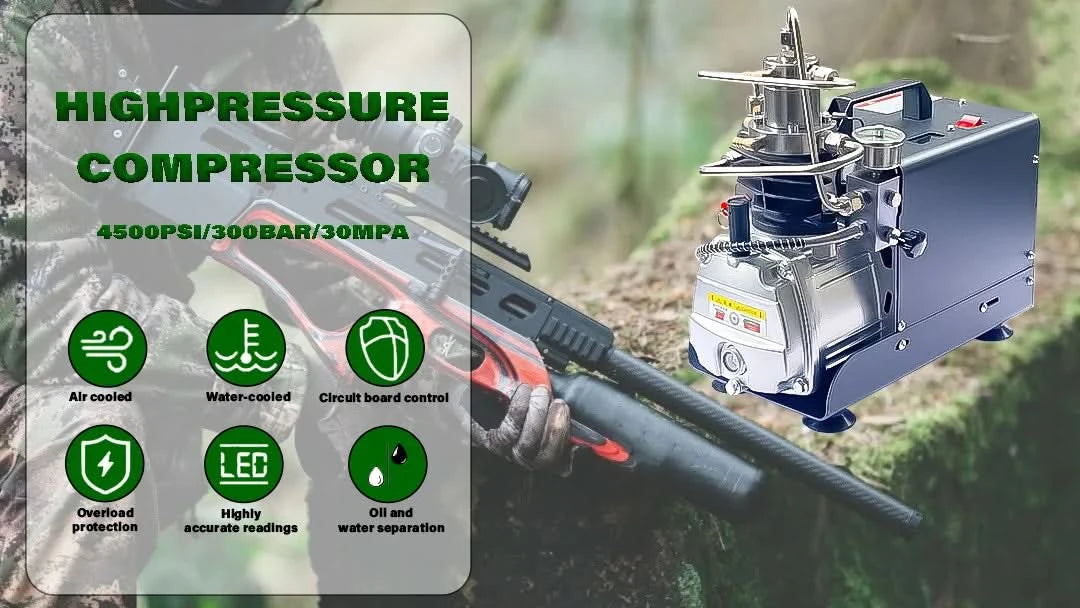NUOGE AUTO-STOP 4500Psi 300Bar PCP Luftkompressor Elektrischer Hochdruckkompressor zum Befüllen von Tauchflaschen