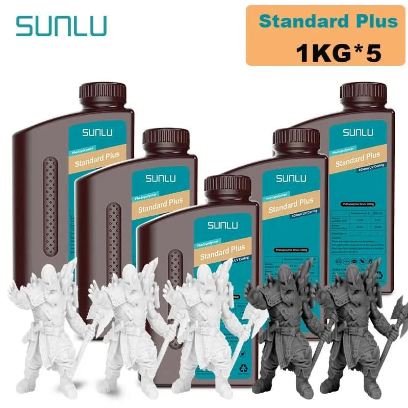 SUNLU 5KG Standard Plus/14K Standard Harz 1KG/Flasche 405nm schnellhärtendes UV-Photopolymerharz für LCD 3D-Druckermaterial
