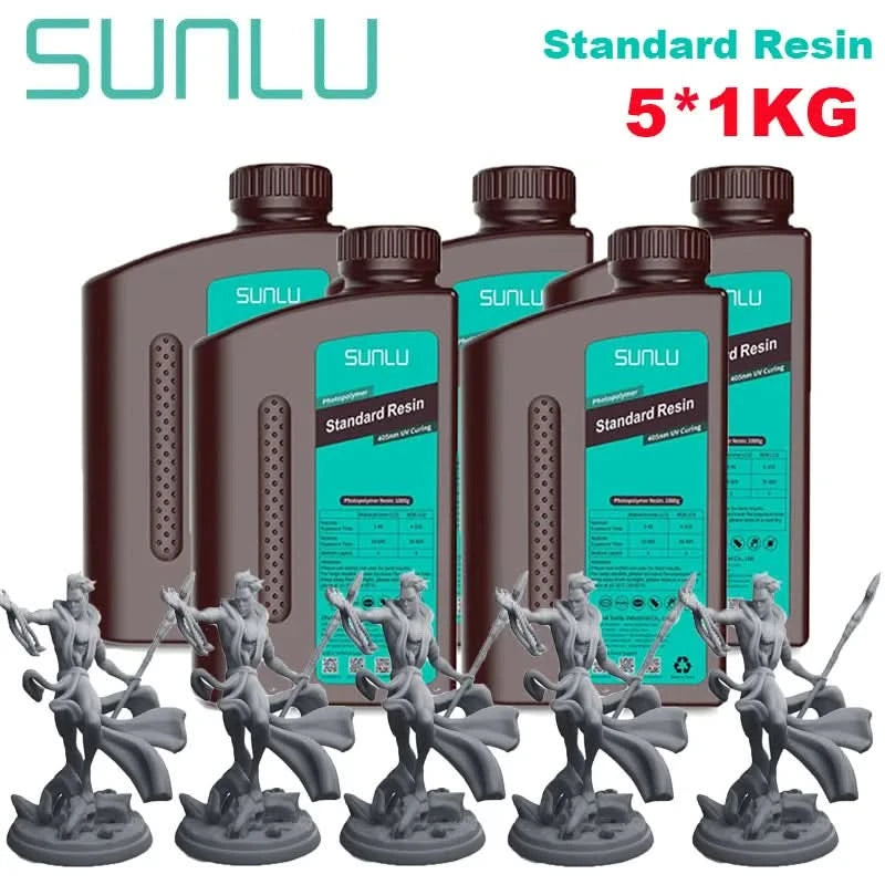 SUNLU 5KG ABS-Like/ Standard / Water-Wash/ 14K High Precision Resin 405nm Rapid UV-Curing Photopolymer Resin 1KG/Bottle