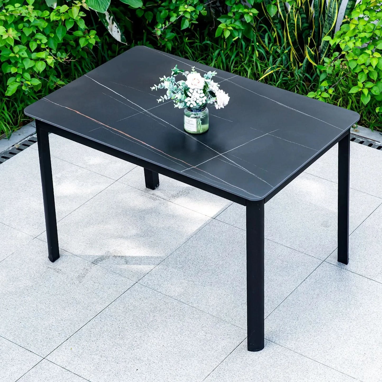 Home Furniture 120cm Rock Plate Dining Table Leisure Rectangular Table Kitchen Dining Table Light Luxury Apartment Table
