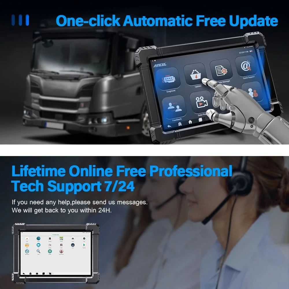 ANCEL X7HD Schwerlast-LKW-Scanner Volles Systemdiagnosetool Bidirektionales Diesel-Scan-Tool mit über 40 Reset- und DPF-ECU-Codierungsfunktionen