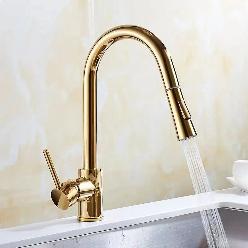 Pull Out Kitchen Faucets Silver Single Handl Gold Kitchen Faucet Sink Tap Single Hole Rotating Water Mixer Tap Mixer Tap