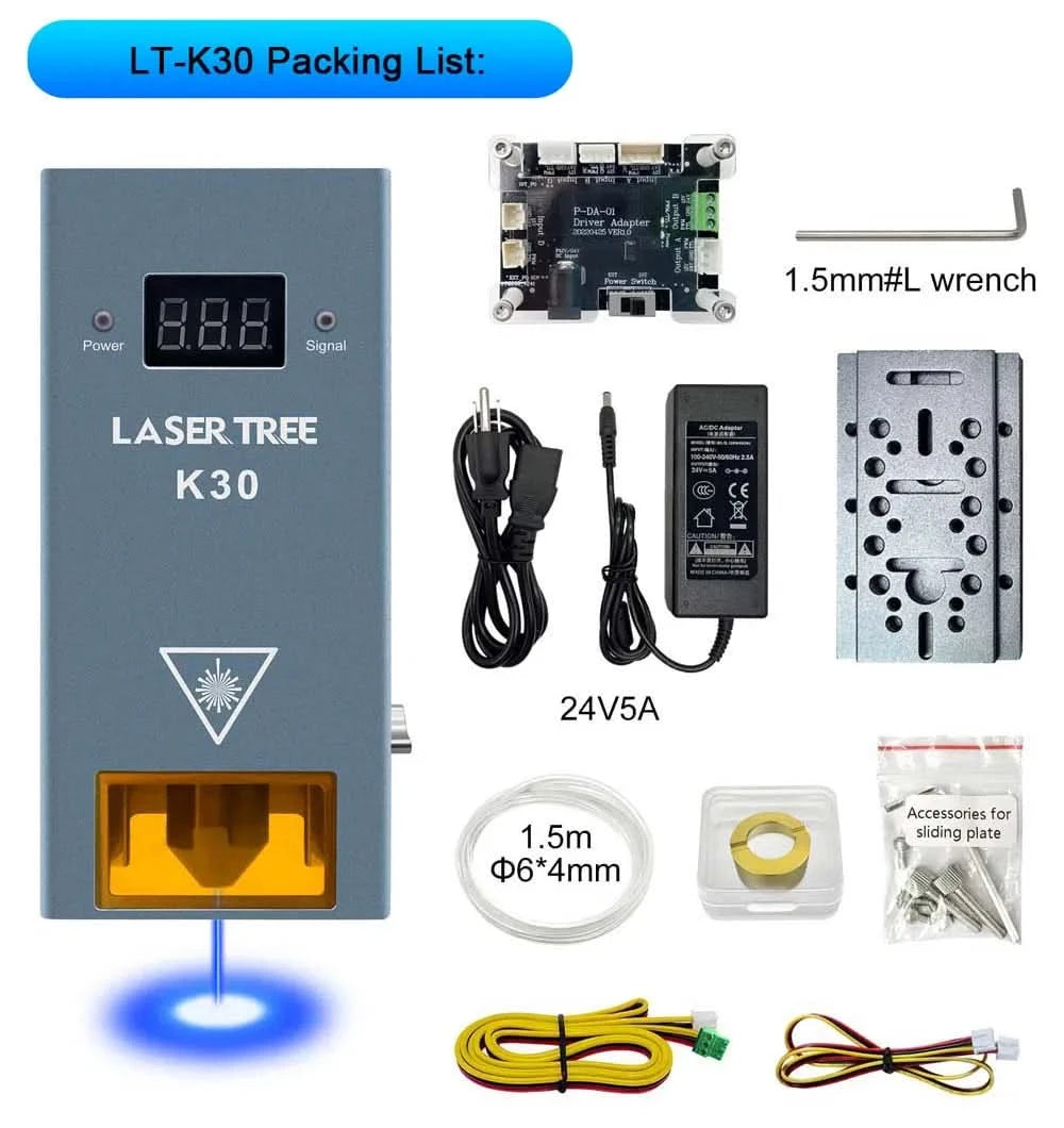 LASER TREE 10W 20W 30W 40W Optical Power Laser Head with Air Assist 450nm Blue Light TTL Module for Laser Engraving Cutting Tool